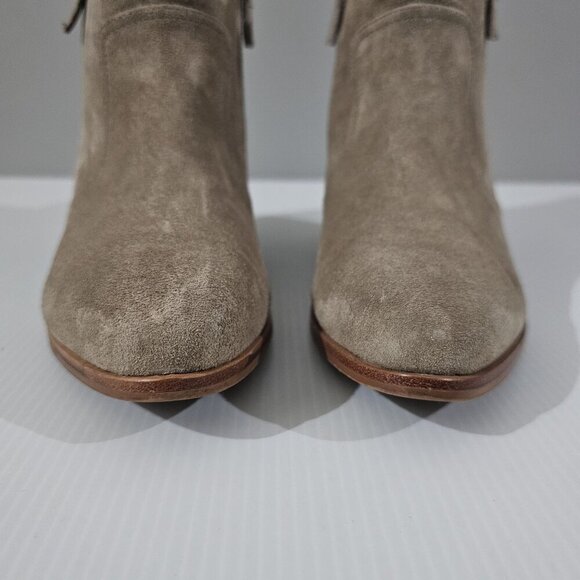 Johnston & Murphy Trista Ankle Bootie Womens 7 Taupe Suede Double Zip Low Heel - Picture 7 of 16